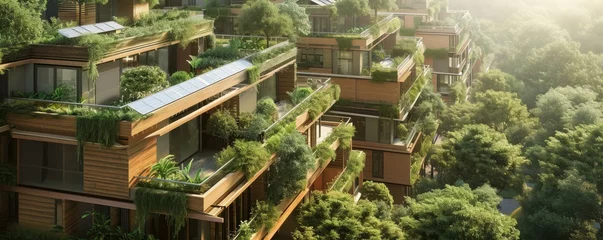 Deurstickers housing sustainability ,net zero carbon negative forest nature Biodiversity Diversity ,Generative AI © kanesuan