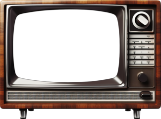 Retro TV on legs with a transparent screen. Buttons and switches. Transparent isolated background