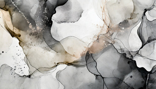 Piękne tło, atrament alkoholowy, abstrakcja, generative ai © Elżbieta Kaps