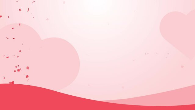 Floating heart particles on a beautiful pink color background. Valentine day background animation with hearts. Concept of love and romance