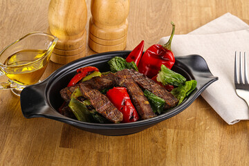 Salad with grilled beef steak