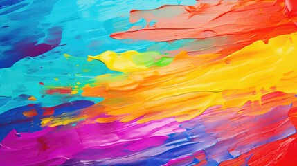 Colorful paint smear style in bold colors for use as banners acrylic rainbow canvas texture wallpaper strokes abstract Closeup