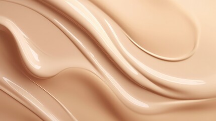 Cosmetic smears of creamy texture on a beige background Beige pastel makeup and beauty product for...