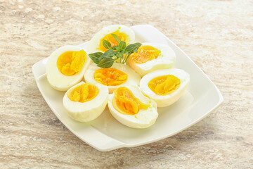 Boiled chicken egg for breakfast