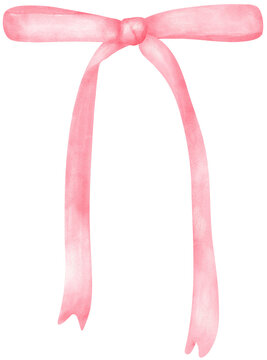 Pink Coquette ribbon bow watercolor