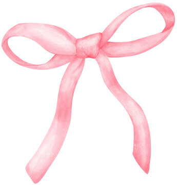 Pink Coquette ribbon bow watercolor