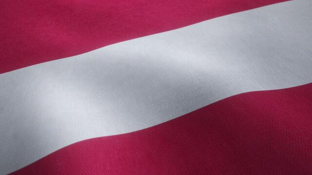 Video animation of a waving Austrian national flag in a seamless loop.