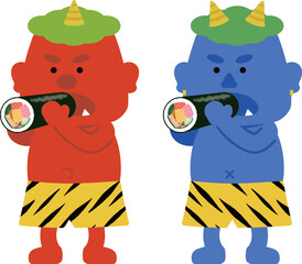 恵方巻を食べる鬼