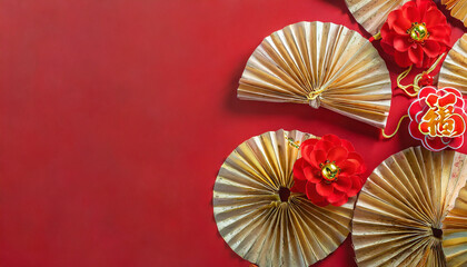 Obraz premium Concept of Happy Chinese New Year festival in red background