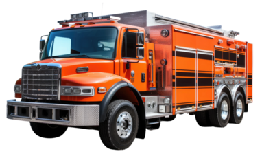  Fire Engine Or Fire Brigade Truck On a White or Clear Surface PNG Transparent Background.