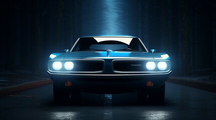 Obraz na płótnie Canvas Car blue headlights, shape concept
