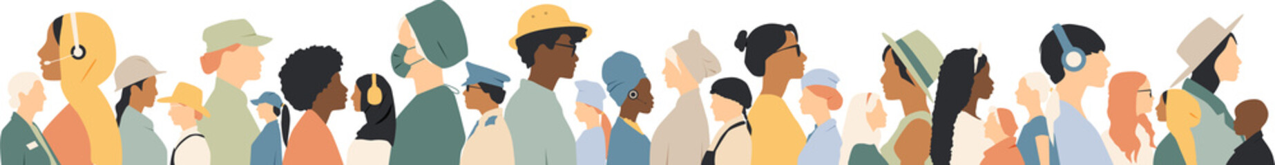Different women together. Modern colour design.