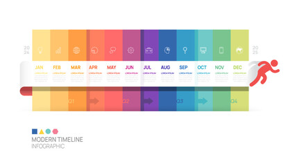 Business step timeline infographic template. Modern milestone element timeline diagram calendar and 4 quarter topics, vector infographics. - obrazy, fototapety, plakaty