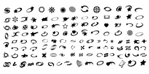 set Y2k streetwear element shape pack collection futuristic shape element