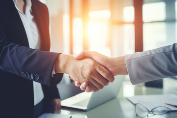 Obraz na płótnie Canvas Businessmen making handshake with partner, greeting, dealing, merger and acquisition, business joint venture concept, for business