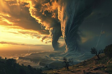Extreme tornado weather background 