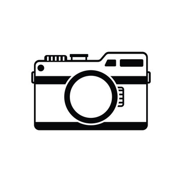 Simple camera icon black and white color silhouette flat style