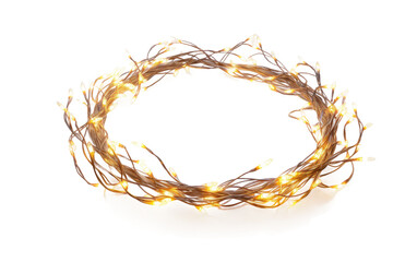 Festive Winter String Light Delight On a White or Clear Surface PNG Transparent Background.