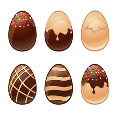 Happy Easter, Set of Ferrous-White Chocolate Eggs. Chocolate eggs, surprise for Easter and holidays