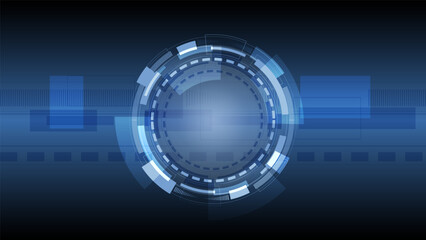 Abstract innovation technolody circle concept background template. HUD. Advanced technology, artificial intelligence, cyber security, digital technology, motion, business. Vector illustration