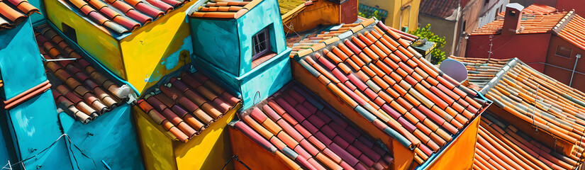 The roofs are covered with ceramic tiles. Generative AI	
 - obrazy, fototapety, plakaty