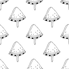Seamless pattern with watermelon doodle for decorative print, wrapping paper, greeting cards, wallpaper and fabric
