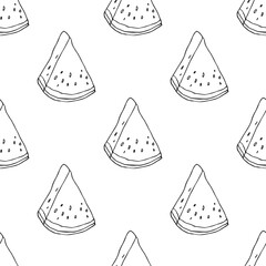 Seamless pattern with watermelon doodle for decorative print, wrapping paper, greeting cards, wallpaper and fabric