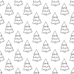 Seamless pattern with geometric minimal scandinavian Christmas tree doodle for decorative print, wrapping paper, greeting cards and fabric