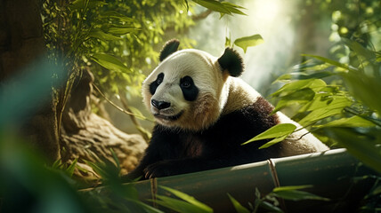 Panda Feasting on Bamboo