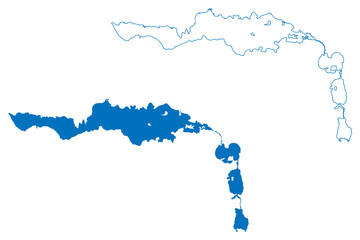 Zorkul Lake (Islamic Emirate of Afghanistan, Republic of Tajikistan) map vector illustration, scribble sketch Zorkul map