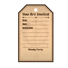 Halloween vintage vampire invitation tag. Retro design template in gothic style