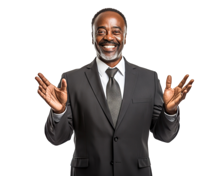 Happy African American businessman, cut out