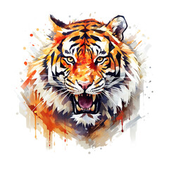 Tiger illustrated in watercolor © Le MK