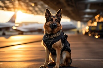 The German Shepherd K9 unit is tasked with monitoring the airport - Powered by Adobe