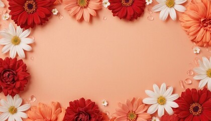 A frame of flowers on a beige background