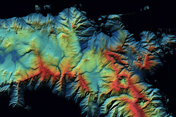 GIS lidar map 3D, Model land surface product made after processing aerial data from drone