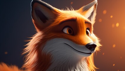 Obraz premium Illustration of happy orange fox, smile