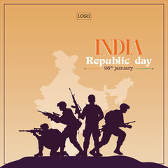 Vector illustration Republic Day India 26th January Editable Post Template indian map