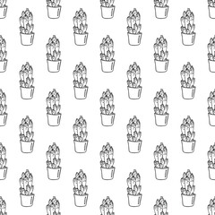 Seamless pattern with cactus doodle for decorative print, wrapping paper, greeting cards and fabric