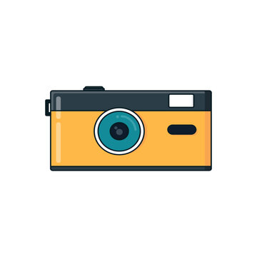 Simple camera icon full color cute cartoon design style
