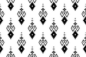 Nature vintages cross stitch traditional ethnic pattern paisley flower Ikat background abstract Aztec African Indonesian Indian seamless pattern for fabric print cloth dress carpet curtains and sarong