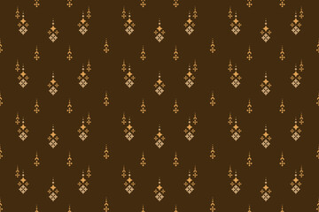 Nature vintages cross stitch traditional ethnic pattern paisley flower Ikat background abstract Aztec African Indonesian Indian seamless pattern for fabric print cloth dress carpet curtains and sarong