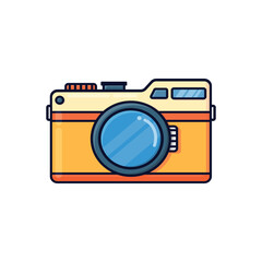 Simple camera icon full color cute cartoon design style