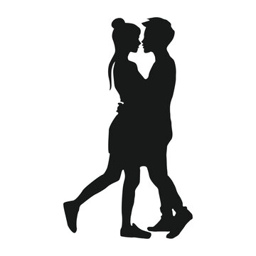 Valentine couple lovers silhouette vector