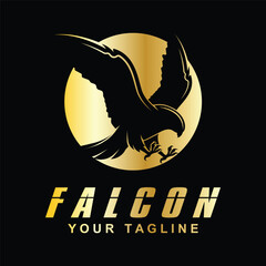 Simple falcon vector logo design, logo suitable for sport team, media company, and secure agency