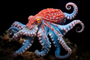 Obraz premium Octopus on the bottom of the sea. Close-up.