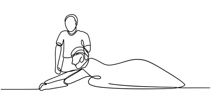 Massage Minimalist Line Art Drawing. Continuous One Line Minimal Art Drawing of Massage, illustration