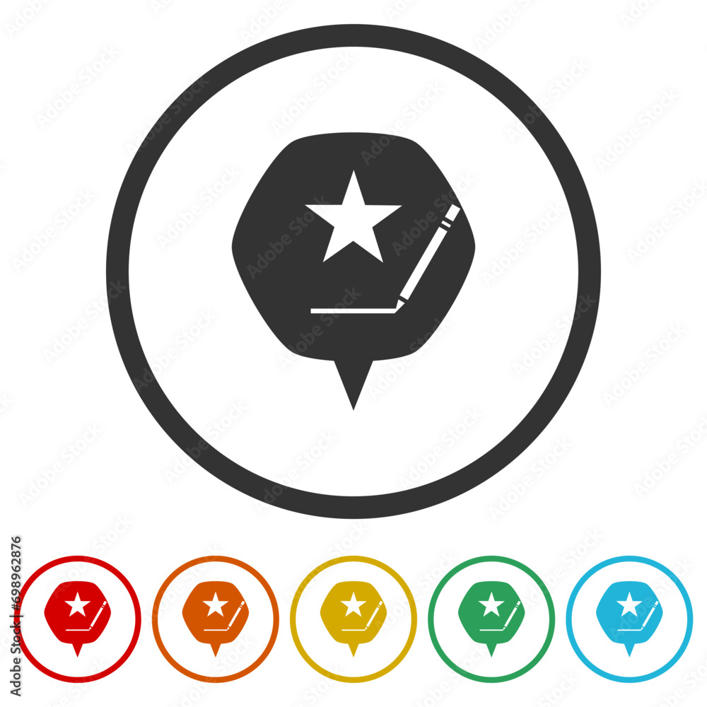 Poster write a feedback icon. set icons in color circle buttons