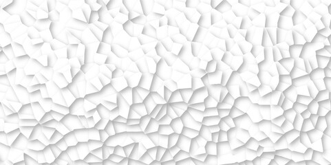Abstract crumpled white paper texture background with lines. Broken tiles mosaic seamless pattern. Quartz cream white Broken Stained Glass.3d shapes vector Vintage. Geometric Retro tiles pattern.