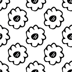 Summer seamless pattern with flowers doodle for decorative print, wrapping paper, greeting cards, wallpaper and fabric